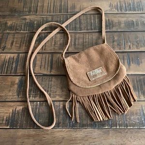 Billabong brown suede mini fringe purse EUC